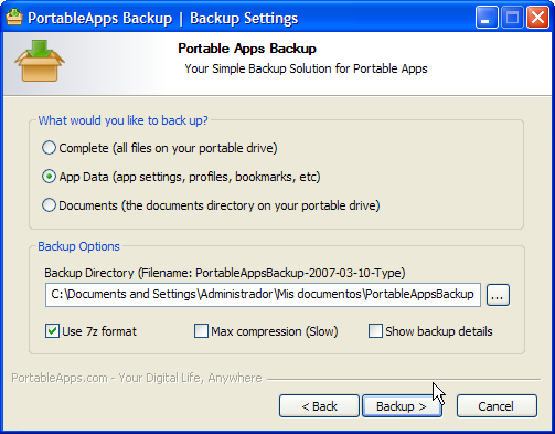 Backup Settings