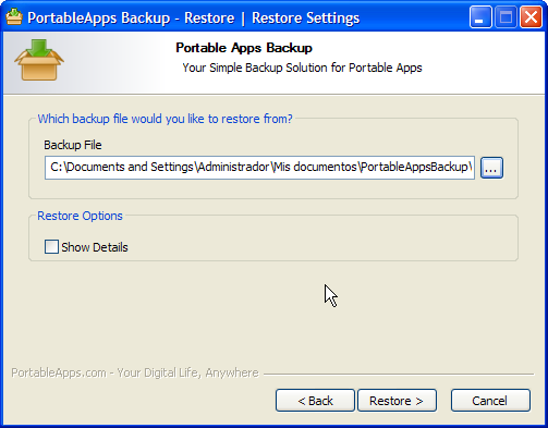 Asistente de restauración
